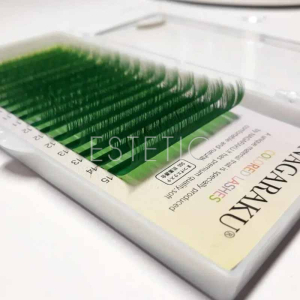 Вії Nagaraku зелені вигин С 0,07 MIX 7-15мм, 16 рядів