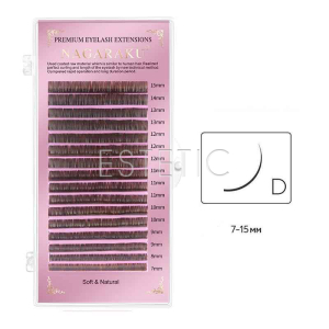 Вії Nagaraku коричневі вигин D 0,10 MIX 7-15мм, 16 рядів