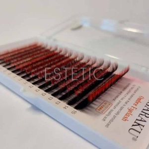 Вії Nagaraku червоні вигин С 0,07 MIX 7-15мм, 16 рядів