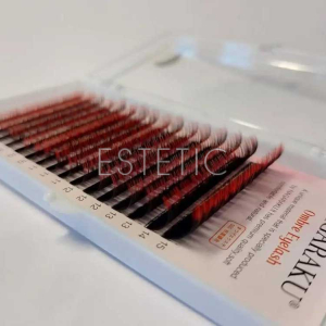 Вії Nagaraku червоні вигин D 0,07 MIX 7-15мм, 16 рядів