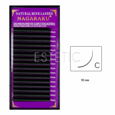 Вії Nagaraku NATURAL вигин С 0,07, 10 мм, 16 рядів чорні