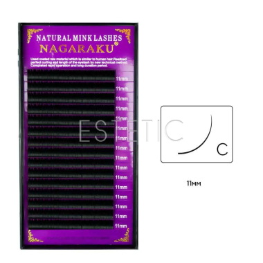 Вії Nagaraku NATURAL вигин С 0,07, 11 мм, 16 рядів чорні