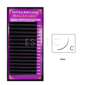 Вії Nagaraku NATURAL вигин С 0,07, 14 мм, 16 рядів чорні