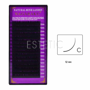 Вії Nagaraku NATURAL вигин С 0,10, 12 мм, 16 рядів чорні