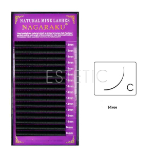 Вії Nagaraku NATURAL вигин С 0,10, 14 мм, 16 рядів чорні