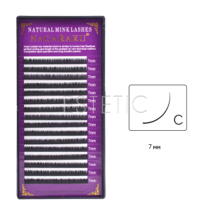 Вії Nagaraku NATURAL вигин С 0,10, 7 мм, 16 рядів чорні