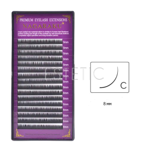 Вії Nagaraku NATURAL вигин С 0,10, 8 мм, 16 рядів чорні