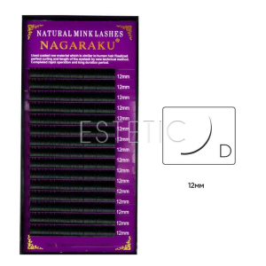 Вії Nagaraku NATURAL вигин D 0,10, 12 мм, 16 рядів чорні