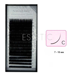 Вії Nagaraku Premium вигин C 0,07 MIX 7-15мм, 16 рядів чорні