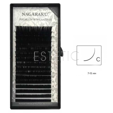 Вії Nagaraku Premium вигин C 0,15 MIX 7-15мм, 16 рядів чорні