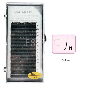 Вії Nagaraku Premium вигин N 0,07 MIX 7-15мм, 16 рядів чорні