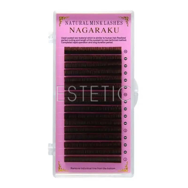 Вії Nagaraku темно-коричневі вигин D 0,10 MIX 7-15мм, 16 рядів