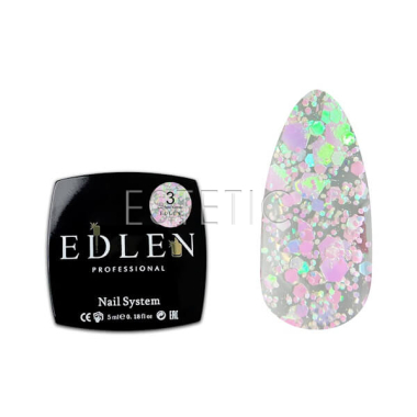 Гель-лак Edlen Confetti Glitter №03 нежно-розовые голографические блестки и хлопья, 5 мл