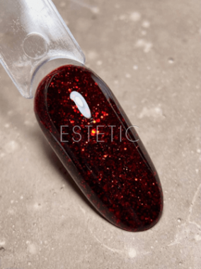 Гель-лак Dark gel polish 112 темно-вишневый с красным глиттером, 10 мл