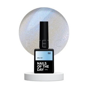 Топ перлинний NAILSOFTHENIGHT Top Shell 02 з блакитною втиркою без липкого шару, 10 мл