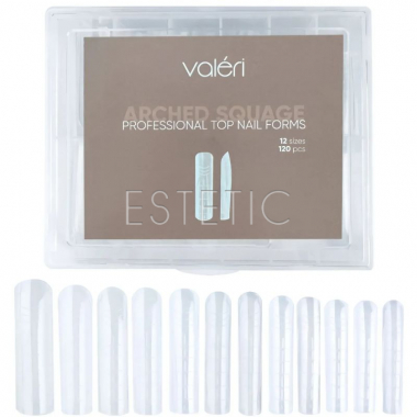 Верхние формы для наращивания Valeri Top Nail Forms Arched Square прямоугольные, 120шт