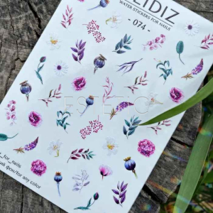 Слайдеры для ногтей SLIDIZ 074 на водной основе, цветы, веточки