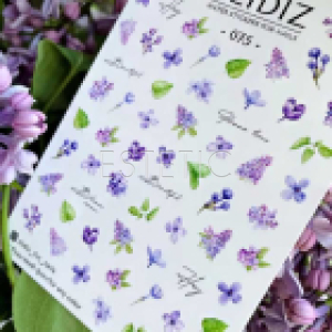 Слайдеры для ногтей SLIDIZ 075 на водной основе, сиреневые цветы