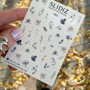 Слайдеры для ногтей SLIDIZ 103 на водной основе, зимние цветы