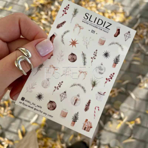 Cлайдери для нігтів SLIDIZ 111 на водній основі, зима, Різдво