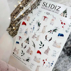 Cлайдери для нігтів SLIDIZ 125 на водній основі, зимові мотиви, зайчики