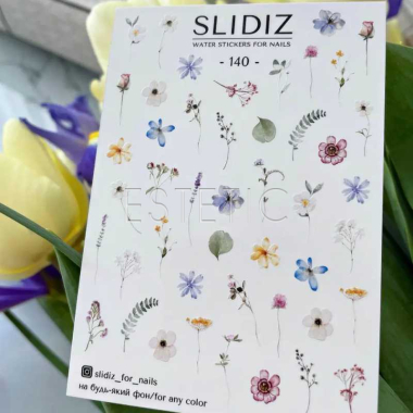 Слайдеры для ногтей SLIDIZ 140 на водной основе, цветы flowers