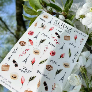 Слайдеры для ногтей на водной основе SLIDIZ 149, Париж, надписи на французском