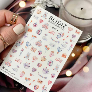 Слайдеры для ногтей SLIDIZ 043 на водной основе, любовь, сердце