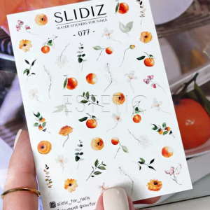 Слайдеры для ногтей SLIDIZ 077 на водной основе, лето яблоки, цветы