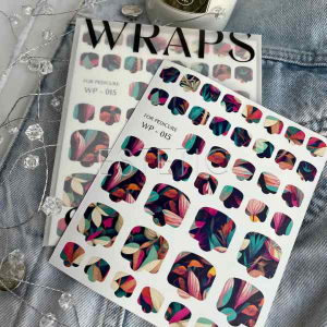 Плівки для педікюру SLIDIZ P-015 тропічний принт на темному фоні