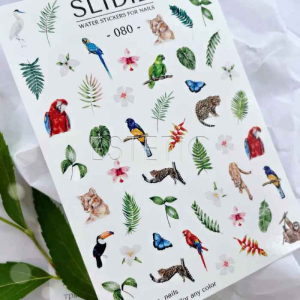 Слайдеры для ногтей SLIDIZ 080 на водной основе, тропики флора, фауна