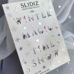 Cлайдери для нігтів SLIDIZ 114 на водній основі фольгованы срібло, зима,сніжинки