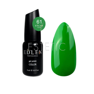 Гель-лак Edlen Color №061 зелений яскравий трав'яний емаль, 9 мл