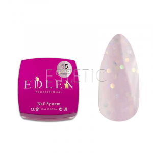 Жидкий гель EDLEN Water Acrygel Glitter №15 нежно-розовый с глитером, 15 мл