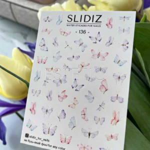 Слайдеры для ногтей SLIDIZ 136 на водной основе, бабочки butterflies