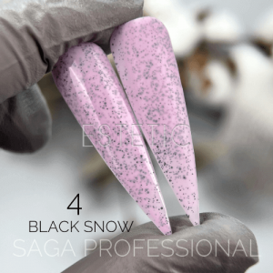 Гель-лак SAGA Black Snow 04 ніжний рожево-ліловий з чорними крихтами, 9 мл