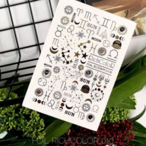 Слайдер для нігтів RichcoloR FOIL 10 фольгований, астрологічний дизайн, золото