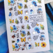 Слайдер для ногтей RichcoloR FOIL 43 фольгированный полевые цветы, пчелки, бабочки, золото