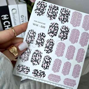 Пленки для маникюра SLIDIZ WM-049 розовый леопард, текст