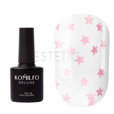 Топ Komilfo No Wipe Star Nails Rose Top з рожевими зірочками з УФ фільтрами, 8 мл