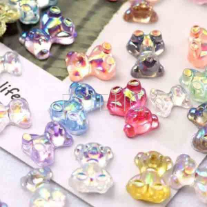 3D Набір фігурок Ведмедики для об'ємного дизайну нігтів, 6 кольорів, 30шт в упак.