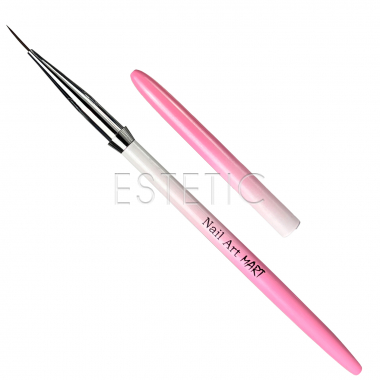 Кисточка для ногтей mArt П-22 с колпачком металлический голубой Liner, 11мм