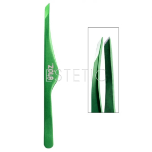 Пінцет для брів ZOLA скошений професійний GREEN