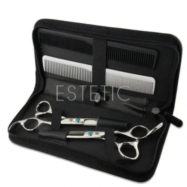 Чехол для парикмахерских ножниц, черный лак, на 2 шт.