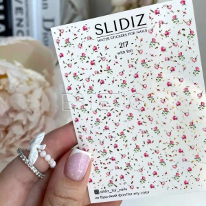 Cлайдеры для ногтей SLIDIZ 217 на водной основе фольгированные, розы