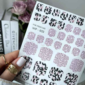Плівки для педикюру SLIDIZ WP-033 принт текст, леопард