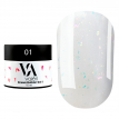 Valeri Гель для наращивания Valeri Dream Builder Gel 001 молочный с розовыми бриллиантовыми блестками,15 мл