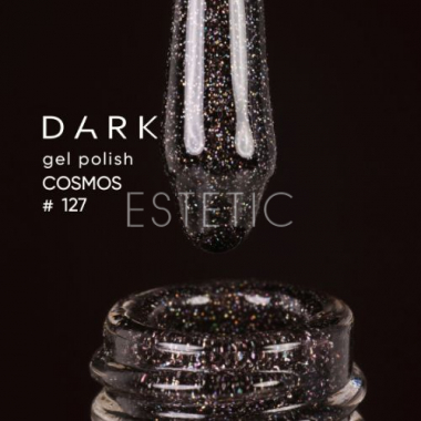 Гель-лак Dark gel polish 127 Cosmos чорний з голографічними блискітками, 10 мл