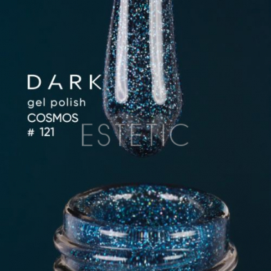 Гель-лак Dark gel polish 121 Cosmos синій морський з голографічними блискітками, 10 мл