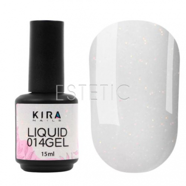 Рідкий гель Kira Nails Liquid Gel 014 молочний з мікроблиском опал, 15 мл